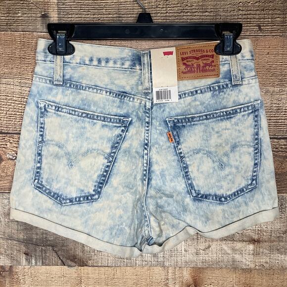 Levi's High Rise Cuffed Hem Denim Shorts Acid Wash Blue Jean Size 26 NWT - Picture 5 of 9